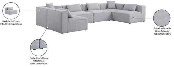 Cube Linen Textured Fabric / Engineered Wood / Foam Contemporary Grey Durable Linen Textured Modular Sectional - 144" W x 72" D x 26" H