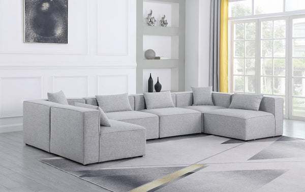 Cube Linen Textured Fabric / Engineered Wood / Foam Contemporary Grey Durable Linen Textured Modular Sectional - 144" W x 72" D x 26" H