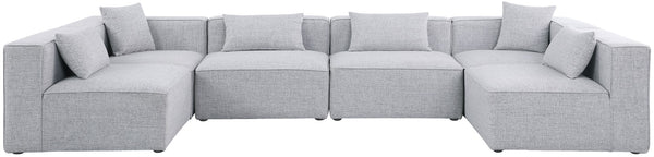 Cube Linen Textured Fabric / Engineered Wood / Foam Contemporary Grey Durable Linen Textured Modular Sectional - 144" W x 72" D x 26" H