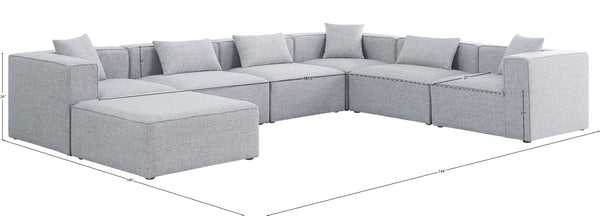 Cube Linen Textured Fabric / Engineered Wood / Foam Contemporary Grey Durable Linen Textured Modular Sectional - 144" W x 108" D x 26" H