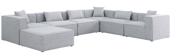 Cube Linen Textured Fabric / Engineered Wood / Foam Contemporary Grey Durable Linen Textured Modular Sectional - 144" W x 108" D x 26" H