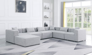 Cube Linen Textured Fabric / Engineered Wood / Foam Contemporary Grey Durable Linen Textured Modular Sectional - 144" W x 108" D x 26" H