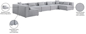 Cube Linen Textured Fabric / Engineered Wood / Foam Contemporary Grey Durable Linen Textured Modular Sectional - 180" W x 72" D x 26" H