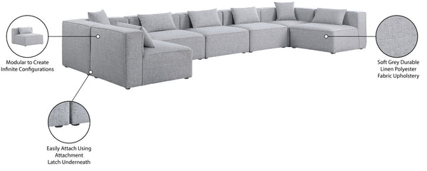 Cube Linen Textured Fabric / Engineered Wood / Foam Contemporary Grey Durable Linen Textured Modular Sectional - 180" W x 72" D x 26" H