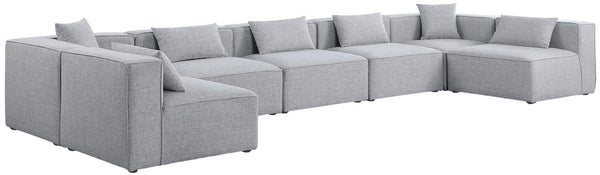 Cube Linen Textured Fabric / Engineered Wood / Foam Contemporary Grey Durable Linen Textured Modular Sectional - 180" W x 72" D x 26" H