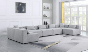 Cube Linen Textured Fabric / Engineered Wood / Foam Contemporary Grey Durable Linen Textured Modular Sectional - 180" W x 72" D x 26" H