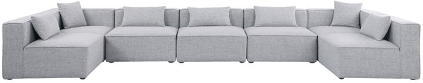 Cube Linen Textured Fabric / Engineered Wood / Foam Contemporary Grey Durable Linen Textured Modular Sectional - 180" W x 72" D x 26" H