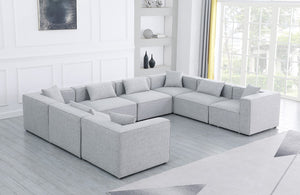Cube Linen Textured Fabric / Engineered Wood / Foam Contemporary Grey Durable Linen Textured Modular Sectional - 144" W x 108" D x 26" H