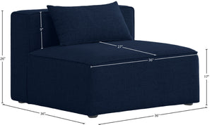 Cube Linen Textured Fabric / Engineered Wood / Foam Contemporary Navy Durable Linen Textured Armless - 36" W x 36" D x 26" H