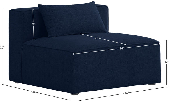 Cube Linen Textured Fabric / Engineered Wood / Foam Contemporary Navy Durable Linen Textured Armless - 36" W x 36" D x 26" H