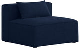 Cube Linen Textured Fabric / Engineered Wood / Foam Contemporary Navy Durable Linen Textured Armless - 36" W x 36" D x 26" H