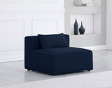 Cube Linen Textured Fabric / Engineered Wood / Foam Contemporary Navy Durable Linen Textured Armless - 36" W x 36" D x 26" H