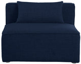 Cube Linen Textured Fabric / Engineered Wood / Foam Contemporary Navy Durable Linen Textured Armless - 36" W x 36" D x 26" H