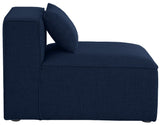 Cube Linen Textured Fabric / Engineered Wood / Foam Contemporary Navy Durable Linen Textured Armless - 36" W x 36" D x 26" H