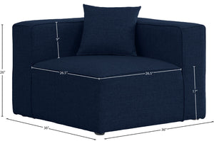 Cube Linen Textured Fabric / Engineered Wood / Foam Contemporary Navy Durable Linen Textured Corner - 36" W x 36" D x 26" H