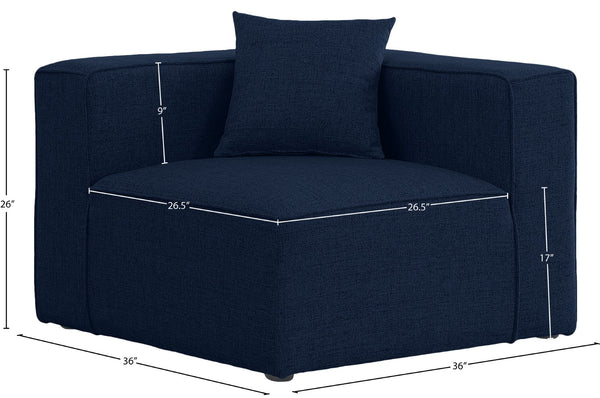 Cube Linen Textured Fabric / Engineered Wood / Foam Contemporary Navy Durable Linen Textured Corner - 36" W x 36" D x 26" H