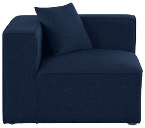 Cube Linen Textured Fabric / Engineered Wood / Foam Contemporary Navy Durable Linen Textured Corner - 36" W x 36" D x 26" H