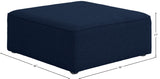 Cube Linen Textured Fabric / Engineered Wood / Foam Contemporary Navy Durable Linen Textured Ottoman - 36" W x 36" D x 17" H