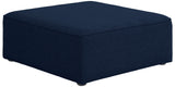 Cube Linen Textured Fabric / Engineered Wood / Foam Contemporary Navy Durable Linen Textured Ottoman - 36" W x 36" D x 17" H