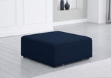 Cube Linen Textured Fabric / Engineered Wood / Foam Contemporary Navy Durable Linen Textured Ottoman - 36" W x 36" D x 17" H