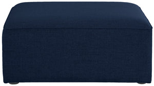 Cube Linen Textured Fabric / Engineered Wood / Foam Contemporary Navy Durable Linen Textured Ottoman - 36" W x 36" D x 17" H