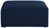 Cube Linen Textured Fabric / Engineered Wood / Foam Contemporary Navy Durable Linen Textured Ottoman - 36" W x 36" D x 17" H