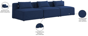 Cube Linen Textured Fabric / Engineered Wood / Foam Contemporary Navy Durable Linen Textured Modular Sofa - 108" W x 36" D x 26" H