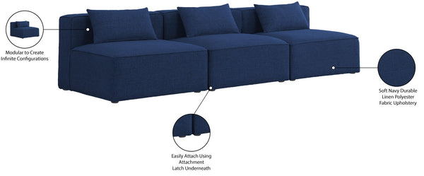 Cube Linen Textured Fabric / Engineered Wood / Foam Contemporary Navy Durable Linen Textured Modular Sofa - 108" W x 36" D x 26" H