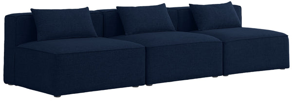 Cube Linen Textured Fabric / Engineered Wood / Foam Contemporary Navy Durable Linen Textured Modular Sofa - 108" W x 36" D x 26" H