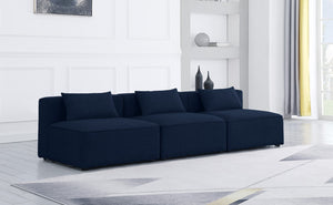 Cube Linen Textured Fabric / Engineered Wood / Foam Contemporary Navy Durable Linen Textured Modular Sofa - 108" W x 36" D x 26" H
