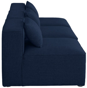 Cube Linen Textured Fabric / Engineered Wood / Foam Contemporary Navy Durable Linen Textured Modular Sofa - 108" W x 36" D x 26" H