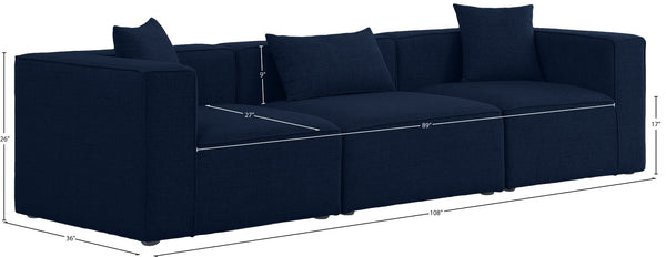 Cube Linen Textured Fabric / Engineered Wood / Foam Contemporary Navy Durable Linen Textured Modular Sofa - 108" W x 36" D x 26" H