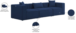 Cube Linen Textured Fabric / Engineered Wood / Foam Contemporary Navy Durable Linen Textured Modular Sofa - 108" W x 36" D x 26" H