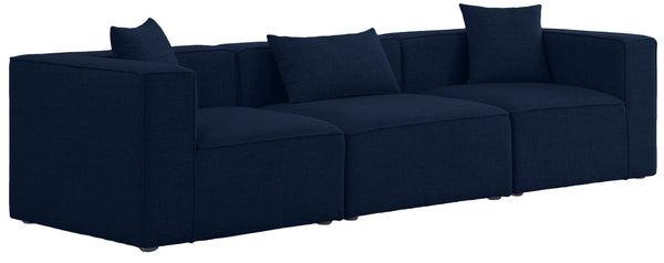 Cube Linen Textured Fabric / Engineered Wood / Foam Contemporary Navy Durable Linen Textured Modular Sofa - 108" W x 36" D x 26" H