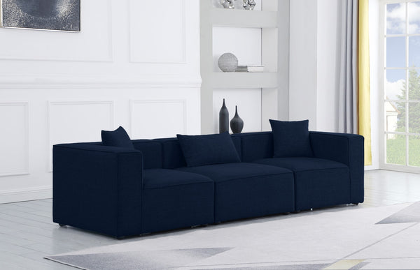 Cube Linen Textured Fabric / Engineered Wood / Foam Contemporary Navy Durable Linen Textured Modular Sofa - 108" W x 36" D x 26" H