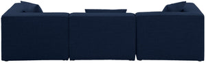 Cube Linen Textured Fabric / Engineered Wood / Foam Contemporary Navy Durable Linen Textured Modular Sofa - 108" W x 36" D x 26" H