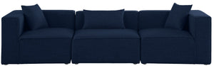 Cube Linen Textured Fabric / Engineered Wood / Foam Contemporary Navy Durable Linen Textured Modular Sofa - 108" W x 36" D x 26" H