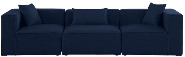 Cube Linen Textured Fabric / Engineered Wood / Foam Contemporary Navy Durable Linen Textured Modular Sofa - 108" W x 36" D x 26" H