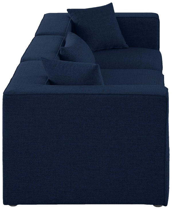 Cube Linen Textured Fabric / Engineered Wood / Foam Contemporary Navy Durable Linen Textured Modular Sofa - 108" W x 36" D x 26" H