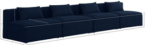 Cube Linen Textured Fabric / Engineered Wood / Foam Contemporary Navy Durable Linen Textured Modular Sofa - 144" W x 36" D x 26" H
