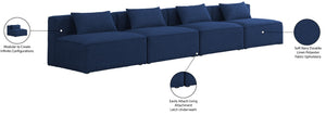 Cube Linen Textured Fabric / Engineered Wood / Foam Contemporary Navy Durable Linen Textured Modular Sofa - 144" W x 36" D x 26" H