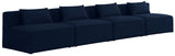Cube Linen Textured Fabric / Engineered Wood / Foam Contemporary Navy Durable Linen Textured Modular Sofa - 144" W x 36" D x 26" H