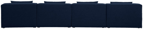 Cube Linen Textured Fabric / Engineered Wood / Foam Contemporary Navy Durable Linen Textured Modular Sofa - 144" W x 36" D x 26" H