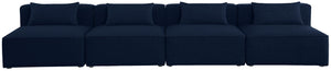 Cube Linen Textured Fabric / Engineered Wood / Foam Contemporary Navy Durable Linen Textured Modular Sofa - 144" W x 36" D x 26" H