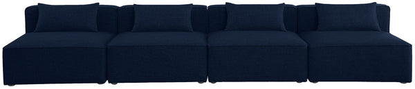 Cube Linen Textured Fabric / Engineered Wood / Foam Contemporary Navy Durable Linen Textured Modular Sofa - 144" W x 36" D x 26" H