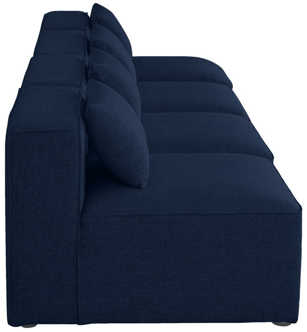 Cube Linen Textured Fabric / Engineered Wood / Foam Contemporary Navy Durable Linen Textured Modular Sofa - 144" W x 36" D x 26" H