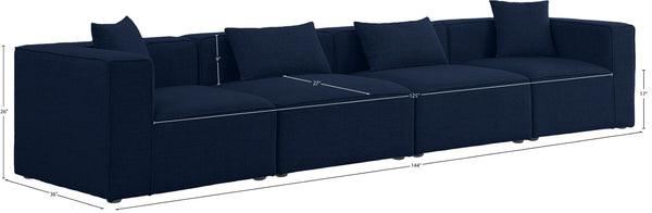 Cube Linen Textured Fabric / Engineered Wood / Foam Contemporary Navy Durable Linen Textured Modular Sofa - 144" W x 36" D x 26" H