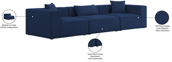 Cube Linen Textured Fabric / Engineered Wood / Foam Contemporary Navy Durable Linen Textured Modular Sofa - 144" W x 36" D x 26" H