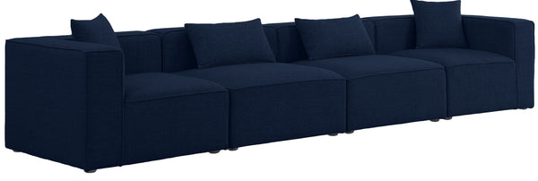 Cube Linen Textured Fabric / Engineered Wood / Foam Contemporary Navy Durable Linen Textured Modular Sofa - 144" W x 36" D x 26" H