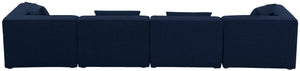 Cube Linen Textured Fabric / Engineered Wood / Foam Contemporary Navy Durable Linen Textured Modular Sofa - 144" W x 36" D x 26" H
